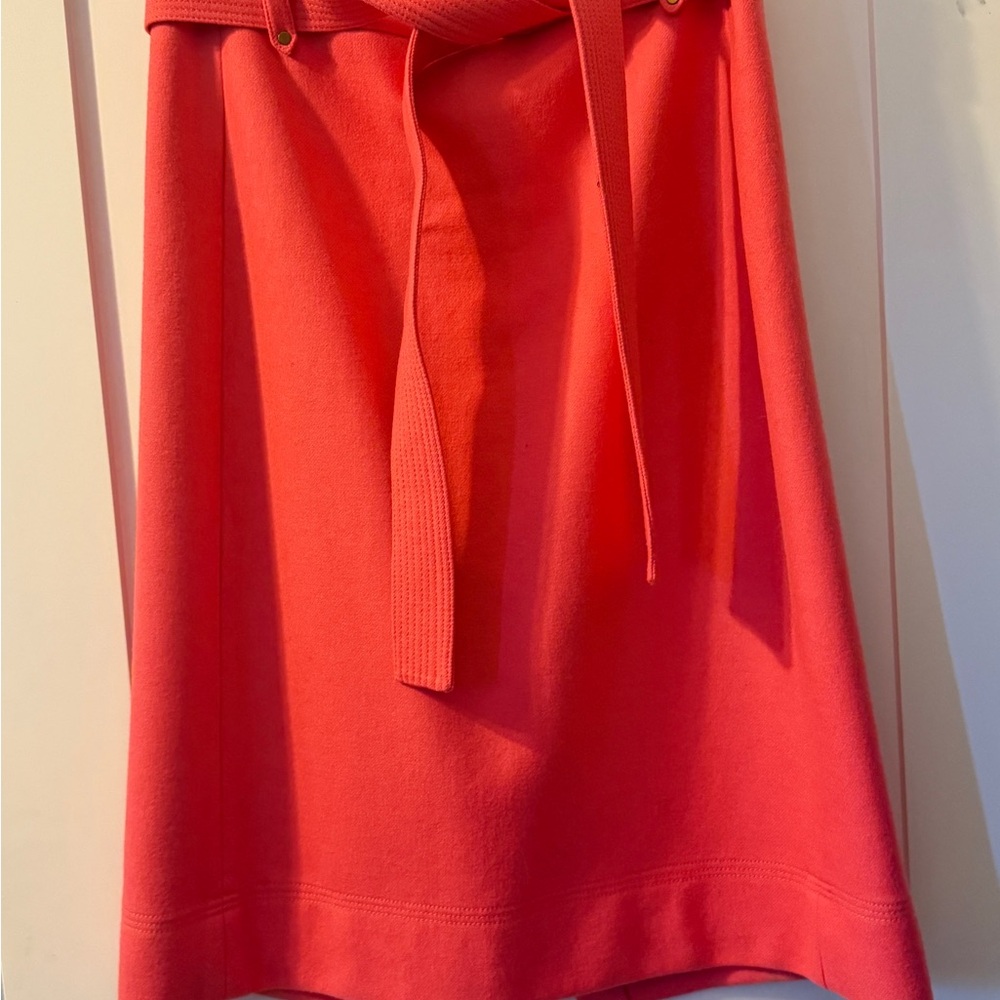 J. Crew Coral Midi Skirt with Belt
